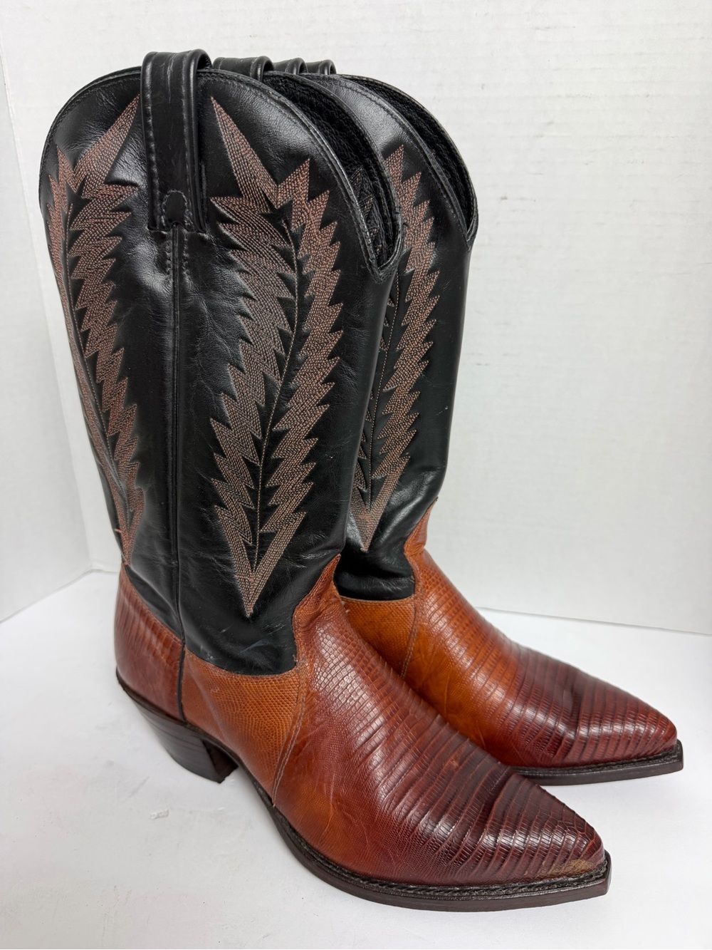 J. Chisholm Handmade Boots Mens Size 8M Brown Teju Lizard Leather Cowboy Western